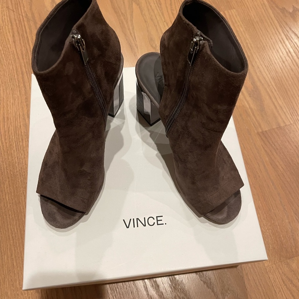 Vince suede open toe booties size 7.